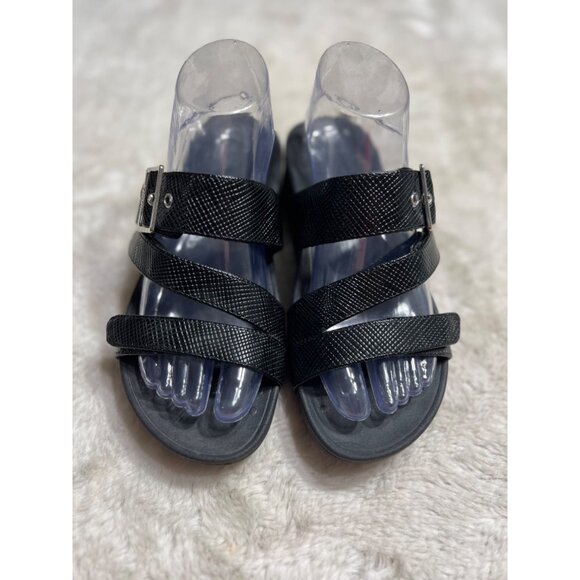 Vionic Black Womens Sandals Size 7 With Buckle Strap & Textured Design - Picture 4 of 8